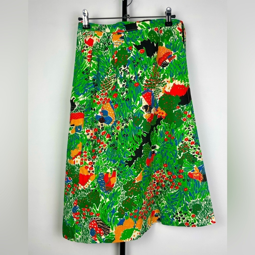 Vintage David Smith Farming Harvesting All Over Print Art to Wear Wrap‎ Skirt